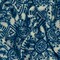 Blue-Gray Famous Designer Viscose Stamped Batik Printed Crepe Faille Fabric By the Yard
